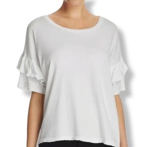 Current Eliot Flounce Sleeve Cotton Tee In White Size Small 🤍